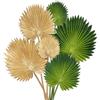 Briful 6 Foglie di palma artificiali in oro verde tropicale, foglie PU artificiali con stelo flessibile, palme per mazzi di fiori, giardino di casa, festa, ufficio, decorazione