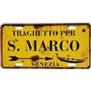 KUSTOM ART Targa Retrò in Metallo Motivo in Rilievo Venezia Cartello Indicazioni Traghetto per San Marco Design Vintage con Fori e Magneti 30x15cm