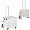 HOMCOM Carrello Spesa Pieghevole con Ruote per Scale e Manico Telescopico, Carrello in Alluminio e Plastica per Spesa e Campeggio, Capacità 80 kg, 51L, 52 x 48 x 100 cm, Bianco