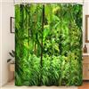 Xiaoterna Piante Tenda da doccia Primavera Paesaggio della giungla Tenda da bagno 3D Natura scenario foresta tropicale albero primavera paesaggio Tenda da doccia resistente alla muffa 150x180cm