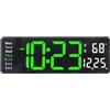 Plumeet Orologio da Parete Digitale, Orologi da Parete a LED da 40.6cm con Telecomando, cifre Grandi, Oscuramento Automatico, 2 Allarmi, Allarme Digitale Mostra data Temp, Verde