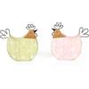 Logbuch-Verlag 2 figure a forma di gallina color rosa e verde in legno metallo gallo decorazione casa cucina idea regalo divertente da appoggiare 12,5 cm