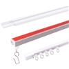 INCREWAY 1 set di binari per tende autoadesivi, senza fori, 80 cm, bianco, per montaggio a soffitto e parete, divisorio flessibile per bagno (include ganci per tende)