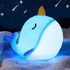 OkiyiD Lampadina Blu Narvalo, Carina Luce Notturna in Silicone, Lampada da Comodino con Touch e Dimmer per Asilo, Luci Notturne Animali per Camera da Letto, Decorazione Balena per Camera da Letto