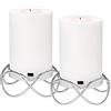 EDZARD Set di 2 portacandele Bastia (altezza 4,5 cm), acciaio inossidabile nichelato color argento, per candele ø 8 cm
