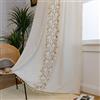 A.Monamour Tenda per Interni Traslucido Semi Oscurante Boho Decorativo con Nappe Floreale in Cotone Tessuto Tende a Pannello Porta Finestra per Camera da Letto Soggiorno Cucina, 1 Pezzo, fiori dorati