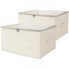 Pomodee 2 Pezzi Scatole per Armadio Pieghevoli con Cerniera e Finestra Trasparente,Contenitori in Tessuto Lavabili-Organizer per Coperte,Vestiti e Piumoni,per Armadio e Sotto il Letto,45x35x25cm,Beige