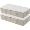 Omygarden Scatola portaoggetti pieghevole da mettere sotto il letto, con fodera di supporto in plastica, per coperte e vestiti, contenitore portaoggetti per camera da letto e armadio, 90 x 42 x 18 cm, beige, 2