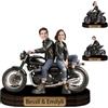 VWCSDSCS Personalizzato Cartone animato Moto Coppia Figurine Trinket Coppia Viso Dirt Bike Caricatura Scrivania Scultura Ornamento Personalizzato Motocross Cartoon Ritratto Placca Acrilica Regalo di Natale
