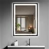 YU YUSING Specchio Bagno con Luce LED, 60x80cm, 3 Colori, Luce Regolabili, Specchio da Parete con Interruttore Touch, Antiappannamento, Visualizzazione del Tempo, Telaio Metallo, IP44, Verticale Nero