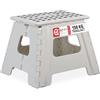 Relaxdays Sgabello Pieghevole L, da Bagno o Campeggio, per Bambini, Fino a 150 kg, Plastica, H 30 cm, Bianco