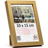 3-B - Cornice portafoto modello Mega in oro - 10 x 15 cm - con vetro acrilico, in legno, per foto e ritratti