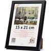3-B - Cornice portafoto modello Mega in nero - 15 x 21 cm (formato A5) - con vetro acrilico, per foto e documenti