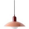 Hnexsei Lampada a sospensione moderna con paralume in ferro smaltato, globo in vetro bianco, portalampada E27, paralume rimovibile, lampada a soffitto per cucina, sala da pranzo (Rosso+Rosa)