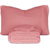 Morbidissimi Set Lenzuola Completo Letto in Pile Coral Tinta Unita, Termico, Morbido, Caldo per Letto Una Piazza e Mezza Rosa Antico