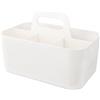 LVYXON Contenitori impilabili portatili con divisorio rimovibile, organizer multiuso per casa e ufficio, 25 x 15,5 x 11 cm, cestino da scrivania in plastica con manico, bianco/blu/rosa/giallo (bianco)