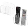 PAVSTINE Porta Telecomando da Parete Senza Foratura, 2 Pezzi Porta Telecomandi Autoadesivi con Scomparti, Portatelecomando da Parete Multifunzione per Telecomandi e Lettore Multimediale, Marrone