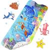 LUZOON 100x40cm Tappetino Vasca Antiscivolo Bambini da Bagno, Tappetino per Doccia con 200 Ventose e Antibatterico Senza BPA e Modello Animale Marino e Lavabile in Lavatrice (Oceano)