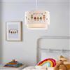 lux.pro Lampada a Sospensione per Cameretta Lampadario per Bambini Lampada da Soffitto con Doppio Paralume Cilindrico Decorato con Animali Vestiti - Bianco