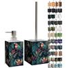Sanilo Set di accessori per il bagno, dispenser di sapone e scopino WC, materiale di alta qualita, che attira l'attenzione in ogni bagno (Esotico)