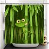 SDOTPMT 180x198cm Carina Rana Tenda da Doccia - Buffo Bambù Cartone Animato, Animale Astratto, Albero Foglie - Verde da Bagno per Bambini - Poliestere Impermeabile con Ganci