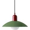 Hnexsei Lampada a sospensione moderna con paralume in ferro smaltato, globo in vetro bianco, portalampada E27, paralume rimovibile, lampada a soffitto per cucina, sala da pranzo (Rosso+Verde)