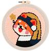 Figured'Art Punch Needle Kit completo per adulti e bambini - Ragazza con la Perla - Perfetto per principianti. Kit pronto da ricamare misura 20x20cm con telaio circolare