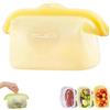 Uuxkgu Stand-Up Resealable Silicone Food Storage Bag,1000ML Leakproof Portable Bento Lunch Pockets, Stand-Up Reusable Freezer Bags, Heat-resistant Sandwich Snack Bags for Salad Fruit Snack Travel(A)