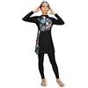 Musuly Burkini Floreale Modesto e Completo con Gonna (Nero Floreale, XXL=48)