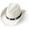 Henrrida Cappello da cowboy occidentale per uomo donna con cintura protezione solare all'aperto morbido cappello Fedora con tesa modellabile per ragazze ragazzi bianco, bianco, M