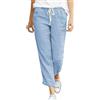 Cegerne Pantaloni Estivi in Lino da Donna 7/8 Pantaloni da Spiaggia Casual in Cotone Leggero, Blu-l, XL