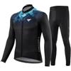 Petorenk Abbigliamento Ciclismo Uomo Invernale Completo Abbigliamento Ciclismo Bici Pile Maglia Tuta Bicicletta +Pantaloni Imbottiti Con 3D Gel pad Traspirante Sportivo (Blu, 2XL)