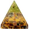 EternalOrgone Tree of Life - Piramide per energia positiva, peridoto e tigre Eye Healing Crystal Pyramid for Reduce Stress Chakra Reiki Healing Meditation