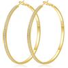SENTERIA Orecchini a cerchio in argento 925, larghezza 3 mm, ipoallergenici, scintillanti, con strass, grandi, in argento leggero, con zirconi cubici 30/40/50/60/70 mm, 50MM, Rame
