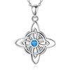 CELESTIA Donna Ciondolo Opale Nodo Celtico Trinità Collana Argento 925 Wicca Streghe Gioielli Stregoneria, Spirituale Regalo Donna, Amuleto Portafortuna per Lei