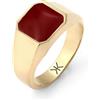 Kuzzoi Anello con sigillo da uomo, rettangolare, con smalto rosso, in argento Sterling 925, placcato oro, anello massiccio (10 mm), per uomini di misura 54-66, 0605912925, 66, Smalto Argento sterling
