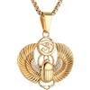 AsAlways Ciondolo a forma di scarabeo alato egiziano placcato oro 18 carati, in acciaio inox, con zircone cubico, occhio di Ra, hip-hop, amuleto, gioiello regalo