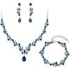 Clearine Set di gioielli da sposa da donna, con strass lucidi, a goccia, con scritta in lingua tedesca