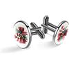 Generic Set di gemelli da uomo per matrimoni, affari, acquerello, Natale, bastoncino di zucchero, 20mm*20mm, Acciaio inossidabile, Quarzo creato