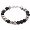 Kuzzoi Buddha 0203652525 - Bracciale da uomo con perle laviche (8 mm) ed elementi in argento Sterling 925, lunghezza 19 cm -23 cm, 21 cm, Argento sterling, Pietra lavica Perla