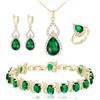 Clearine Set di Gioielli per Donne Argento Placcato Goccia Zirconia cubica Collana Aperta Anello Regolabile Orecchini Bracciale per Matrimonio/Anniversario/Festa della Mamma