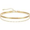 U7 Cavigliera Donna Oro Acciaio Doppio Catenine Serpente Piatta+ Graffetta