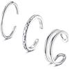 Diamday 3PCS Argento 925 Aperta Punta Anelli Donne Ragazze Regolabile Piedi Anelli Set Minimalista Coda Fascia Anelli Semplici Dito Anelli Ipoallergenici Open Toe Anello Spiaggia Piedi Gioielli Regali
