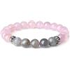 COAI Bracciale da Donna con Perle in Quarzo Rosa e Labradorite, Bracciale Energetico Protettivo
