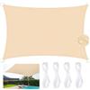 JUQG Vela Parasole Impermeabile Dell'ombrellone 3x5m, Tessuto Oxford 420D Vela Ombreggiante, Resistente ai Raggi UV 95%, Vela Ombreggiante per Piscina, Giardino, Terrazza, Parco, Campeggio - Beige