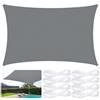 JUQG Vela Parasole Impermeabile Dell'ombrellone 4x5m, Tessuto Oxford 420D Vela Ombreggiante, Resistente ai Raggi UV 95%, Vela Ombreggiante per Piscina, Giardino, Terrazza, Parco, Campeggio - Grigio