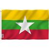 Anley Fly Breeze 3x5 Piedi Bandiera Myanmar - Colore vivido e Resistente allo sbiadimento UV - Intestazione di Tela e Doppia Cucitura - Bandiere Repubblica della Unione del Myanmar Poliestere