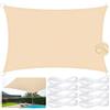 JUQG Vela Parasole Impermeabile Dell'ombrellone 4x5m, Tessuto Oxford 420D Vela Ombreggiante, Resistente ai Raggi UV 95%, Vela Ombreggiante per Piscina, Giardino, Terrazza, Parco, Campeggio - Beige