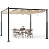 COSTWAY Gazebo Pergola da Giardino 310 x 310 cm, Pergola da Esterno con Tettuccio Retrattile, Struttura in Metallo, per Giardino, Patio e Portico (Beige)