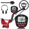 Generic Metal Detector Professionali, Metaldetector Portatile per Adulti, Bobina di Ricerca Impermeabile da 10, Display LCD, 5 modalità (Rosso)
